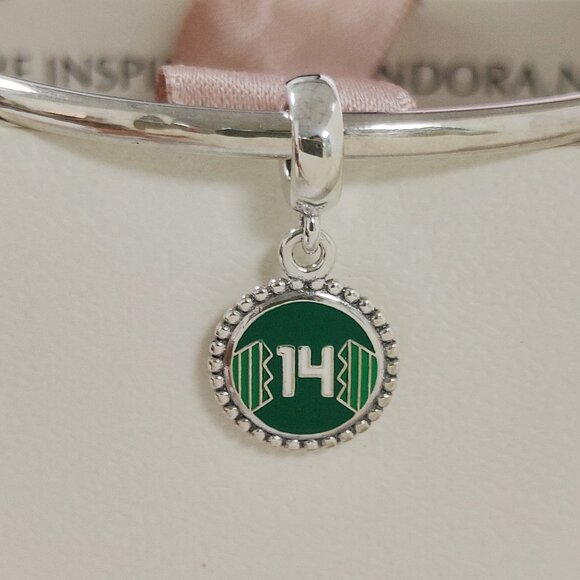 Pandora Engraving Mexico Soccer Jersey #14 Dangle Charm Exclusive Pendant S925 - Picture 1 of 7